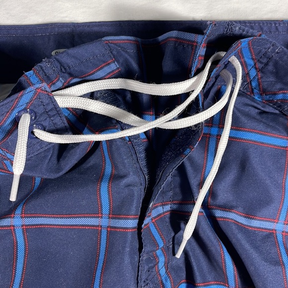 Old Navy mens navy/lt blue/red large checkered swim trunks board shorts - size L - Picture 6 of 10